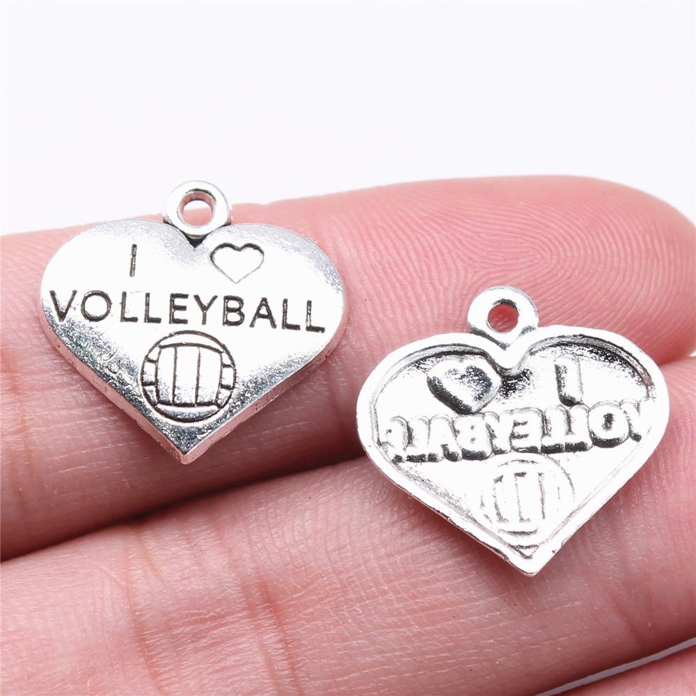 20pcs Sport Charms Volleyball Charms For Jewelry Making Antique Bronze Silver Color Pendants DIY Crafts Making Findings
