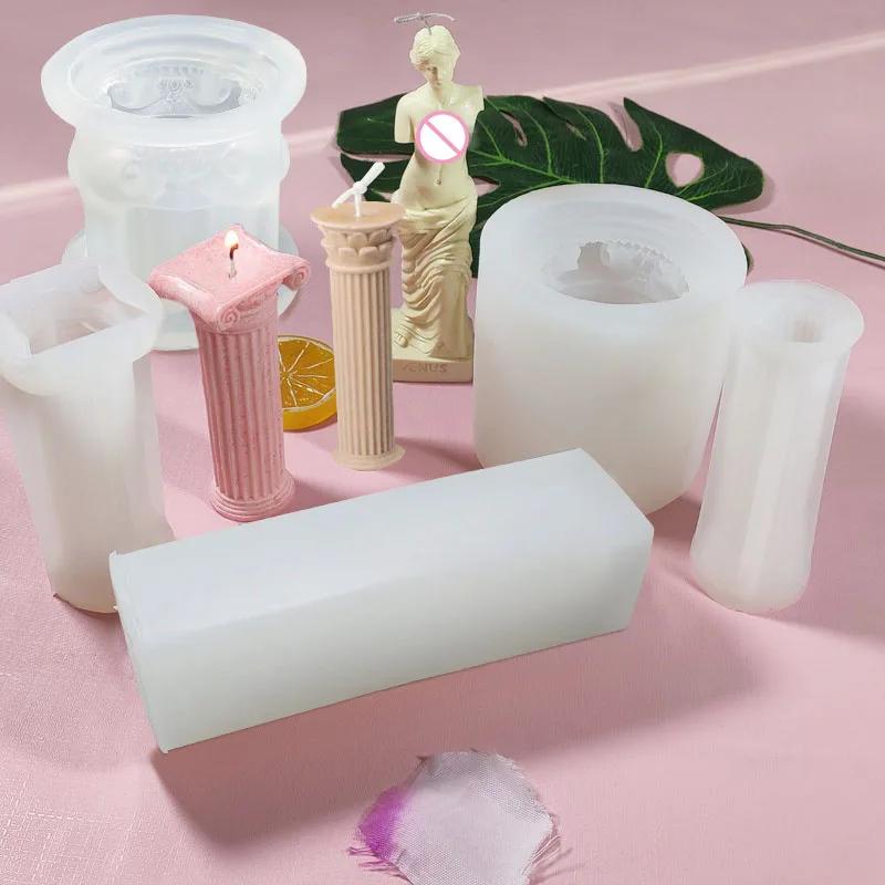 Římský sloup Silikonová forma Forma na svíčku DIY Bohyně Aromaterapeutická svíčka Lidské tělo Sádrová forma Starověký římský sloup