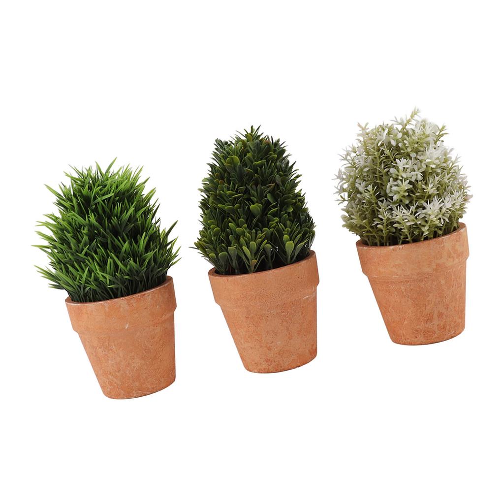 3PCS Artificial Potted Plants Set Plastic Indoor Small Fake Greenery Potted Plants for Home