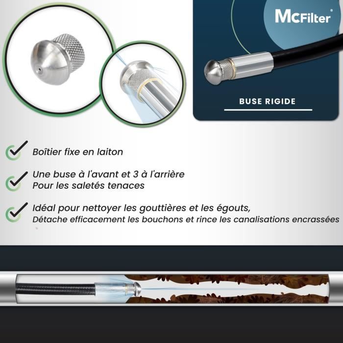 Flexible de nettoyage - kärcher - 30m - 160-200 bar - adaptateur inclus - buses rotatives