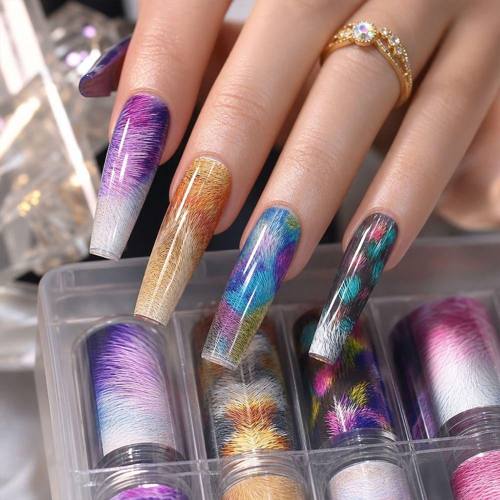 Stripe Pattern Nail Foils Leopard Print Nail Decals Fashion Nail Stickers Nail Decoration