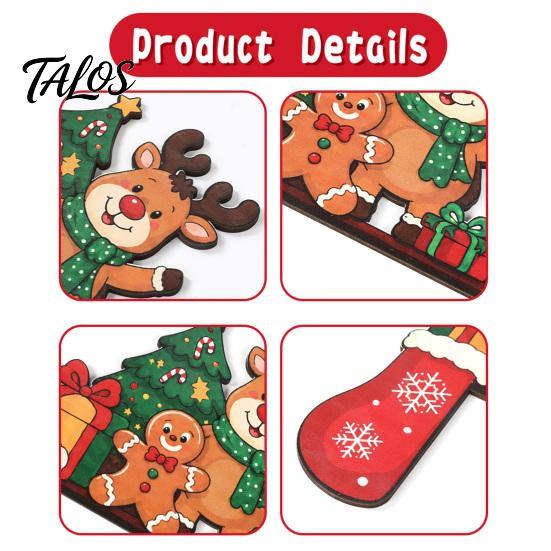 Holiday Wall Accents for Home Wooden Christmas Door Topper Stickers, Seasonal Frame Decoration, L-shaped Corner Sign Decorations Decor, Festive