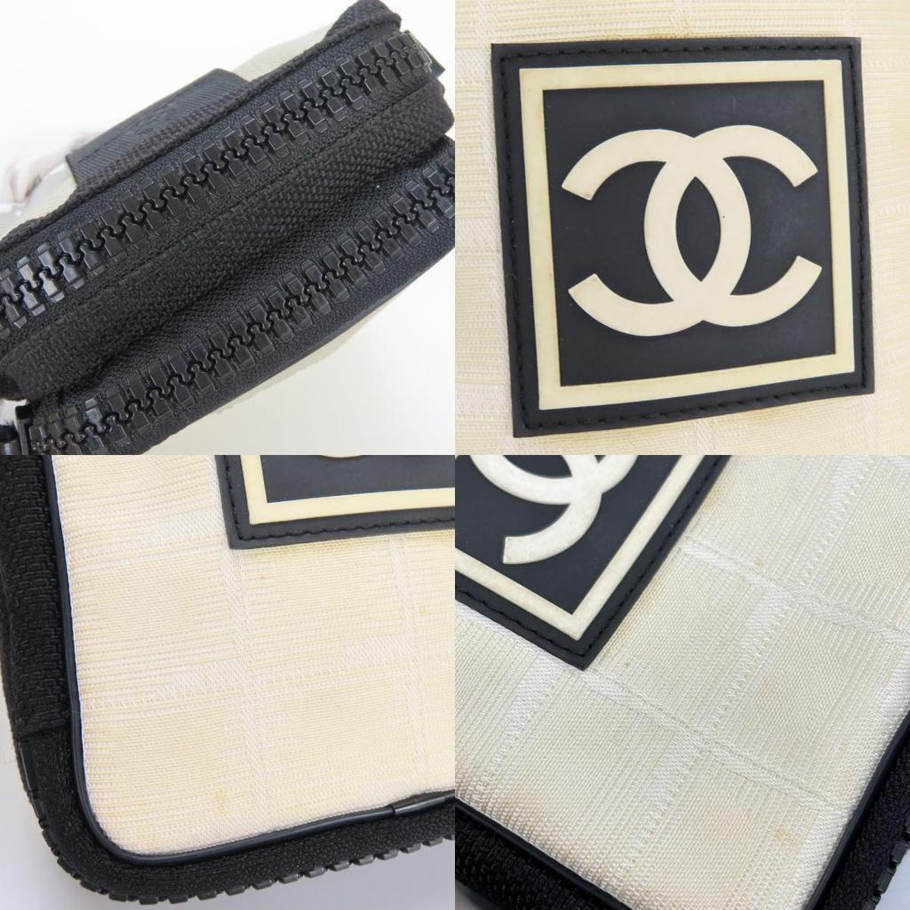 Used CHANEL Shoulder Bag Sports line A22059 COCO Mark Jacquard nylon Ivory black 8th