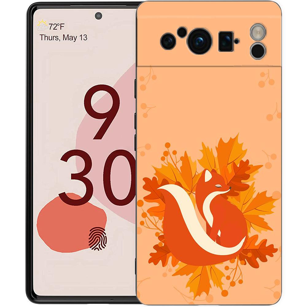 Autumn Leaves Fall Fox Pumpkin Halloween Phone Case For Google Pixel 8 A 7 6 Pro 6A 5G Black Soft Back Cover Silicone TPU Shell