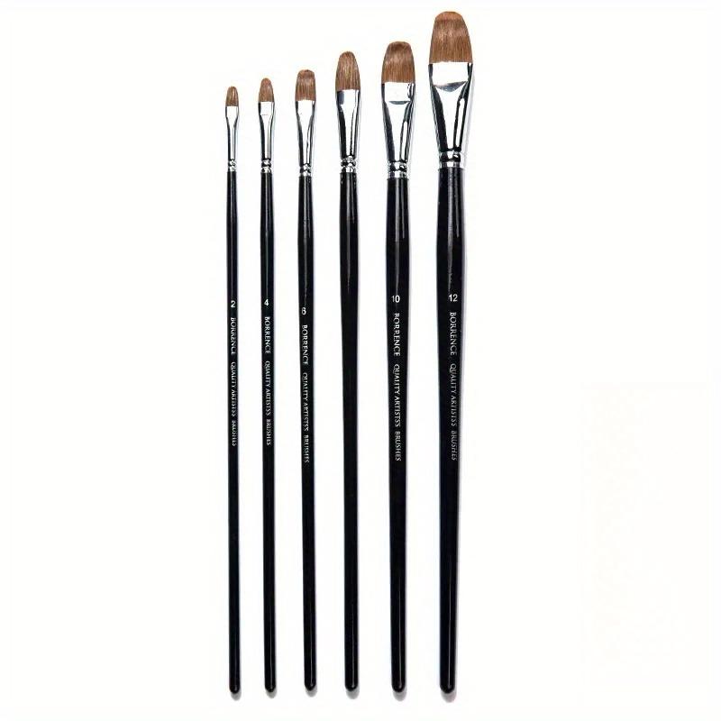 

6 шт. Кисти для рисования из отборного волчьего волоса, плоская головка, для масляной живописи, для искусства, керамики, для рисования, для взрослых, специальная акриловая кисть