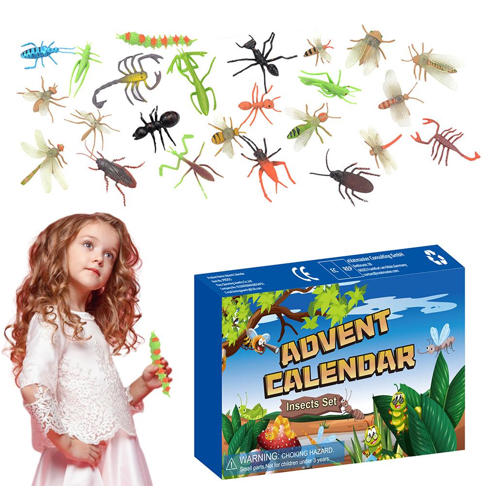 Christmas Countdown Calendar 24Pcs Insects Set Gift Box Christmas Advent Calendar Party Favors