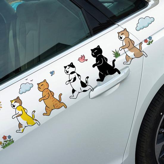 Autocollants pour Voiture Animaux de Dessin Animé Chiens/Chats Marrants qui Marchent Autocollants pour Pare-chocs de Voiture Ordinateur Portable Fenêtre Arrière de Voiture Décoration Murale
