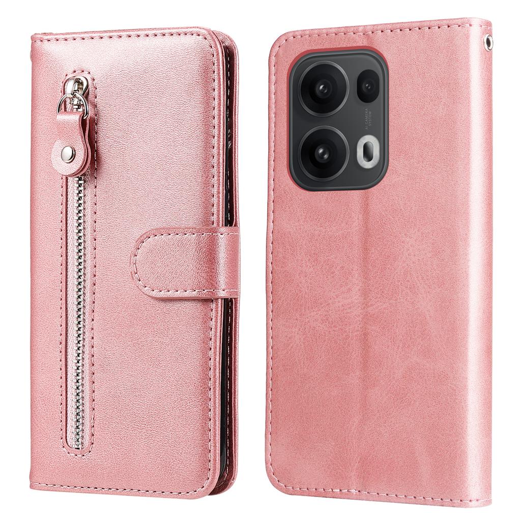 For Oppo Reno14 Pro 5G (China)/Oppo Reno13 Pro 5G/Oppo Reno14 Pro 5G (Global) PU Leather Cases with Zipper Pocket Wallet Phone Cover Stand