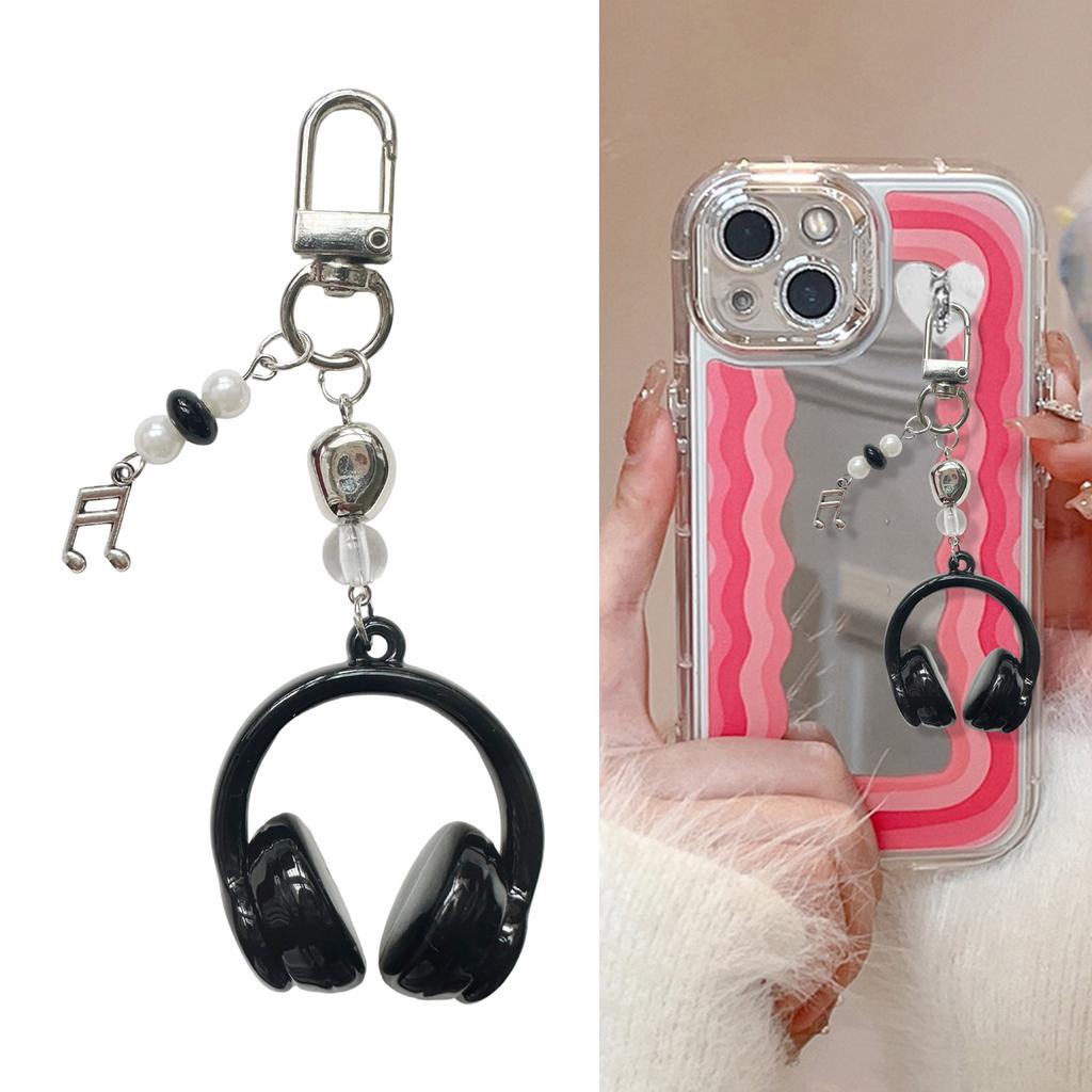 Trendiger Farbverlauf Kopfhörer Schlüsselanhänger Modischer Karabinerclip für Musikliebhaber Personalisierter Legierung Acryl Schlüsselanhänger