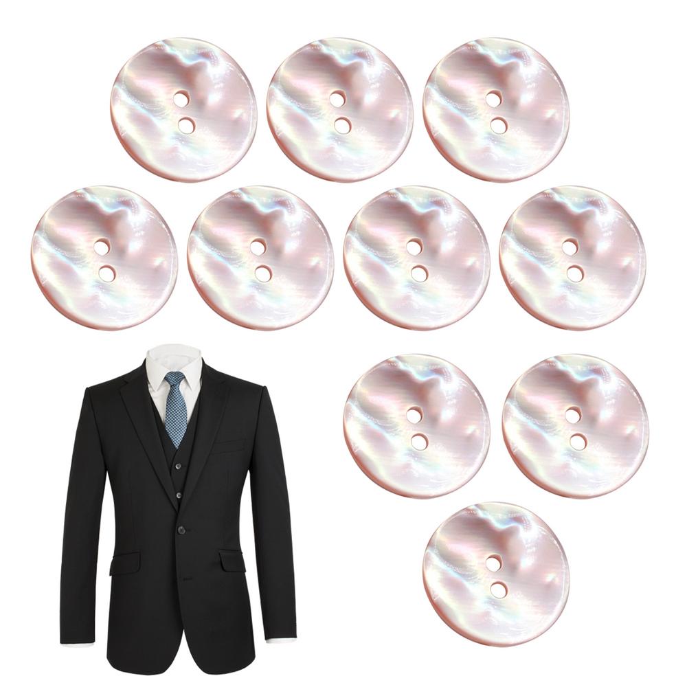 Shell Buttons For Crafts 10pcs Jacket Shell Buttons 2-Hole Design Round River Shell Cardigan Buttons Pearl Shell Sewing Buttons
