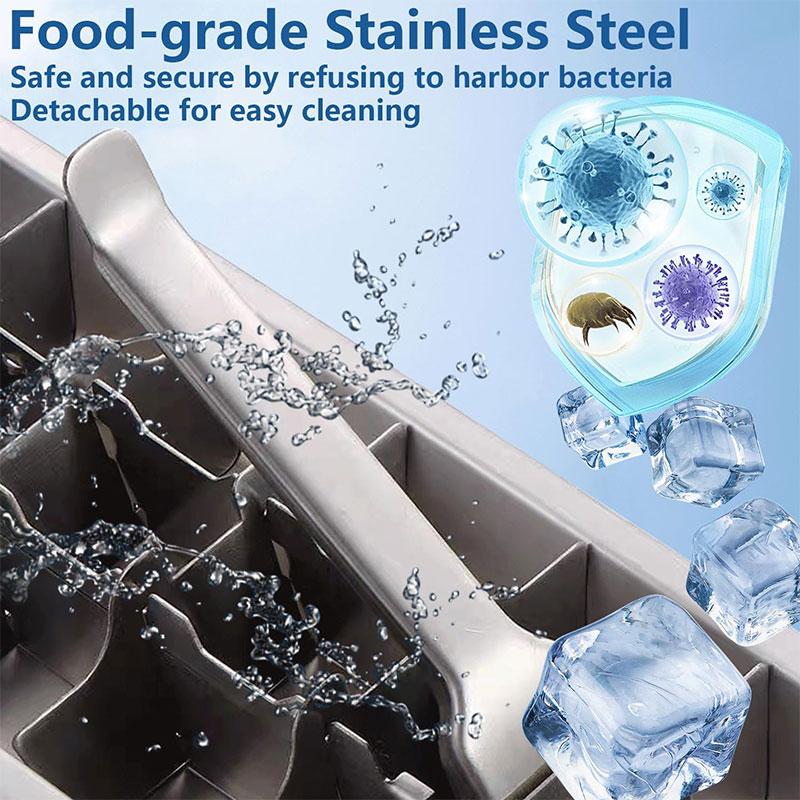 18-Slot Stainless Steel Polished Ice Cube Tray with Lever Insert Easy Release Ice Cube Maker Mold Freezer Ice Cube Tray Bar Tool