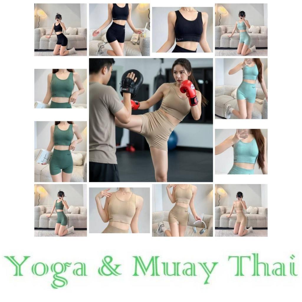 Women Top Sport Bra Tank Shorts Set Yoga Muay Thai Boxing Exercise Training Pilates Fitness Workout Sportwear Gym Quick Dry Stretch Fabric