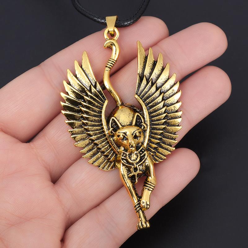 Gold Egypt Cat Necklace for Women Men Ancient Egypt Jewelry Vintage Bastet Necklace Amulet Talisman