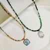 Böhmische Kristallperlenkette Frisch Vielseitig Regenbogenfarben Blume Anhänger Schlüsselbein Kette Süß Teenager Stil Schmuck