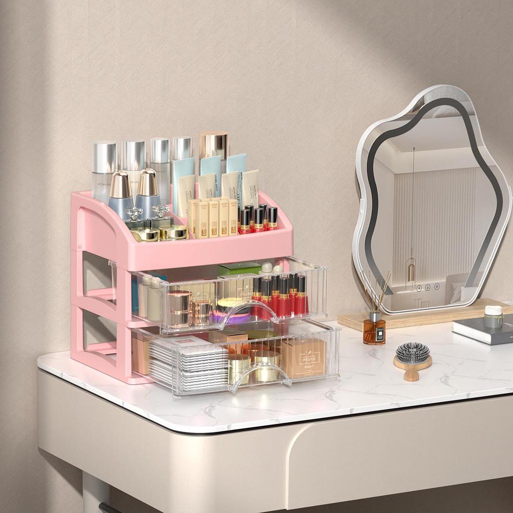 High-End Cosmetic Storage Box: Large-Capacity Organizer for Lipsticks, Eyebrow Pencils, and Skincare Products. Perfect for Desktop Dressing Tables.