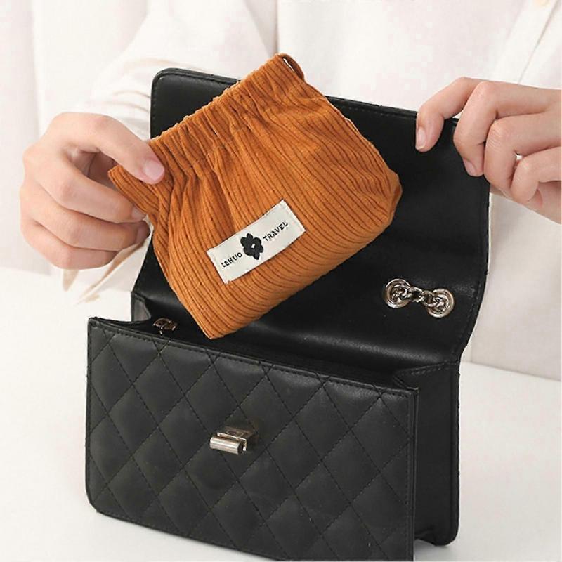 Travel Corduroy Elastic Storage Bag Travel Cosmetic Organizer Ideal Gift for Women Girls