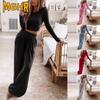 Women's Fashion Casual Autumn Winter Long Sleeve O-Neck Pants Suits