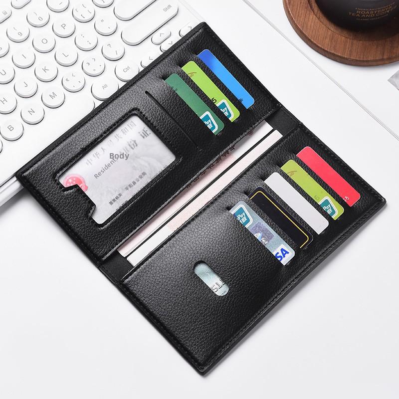 new men's long wallet with multiple card slots for mobile phones, student card bag, large capacity soft thin leather wallet