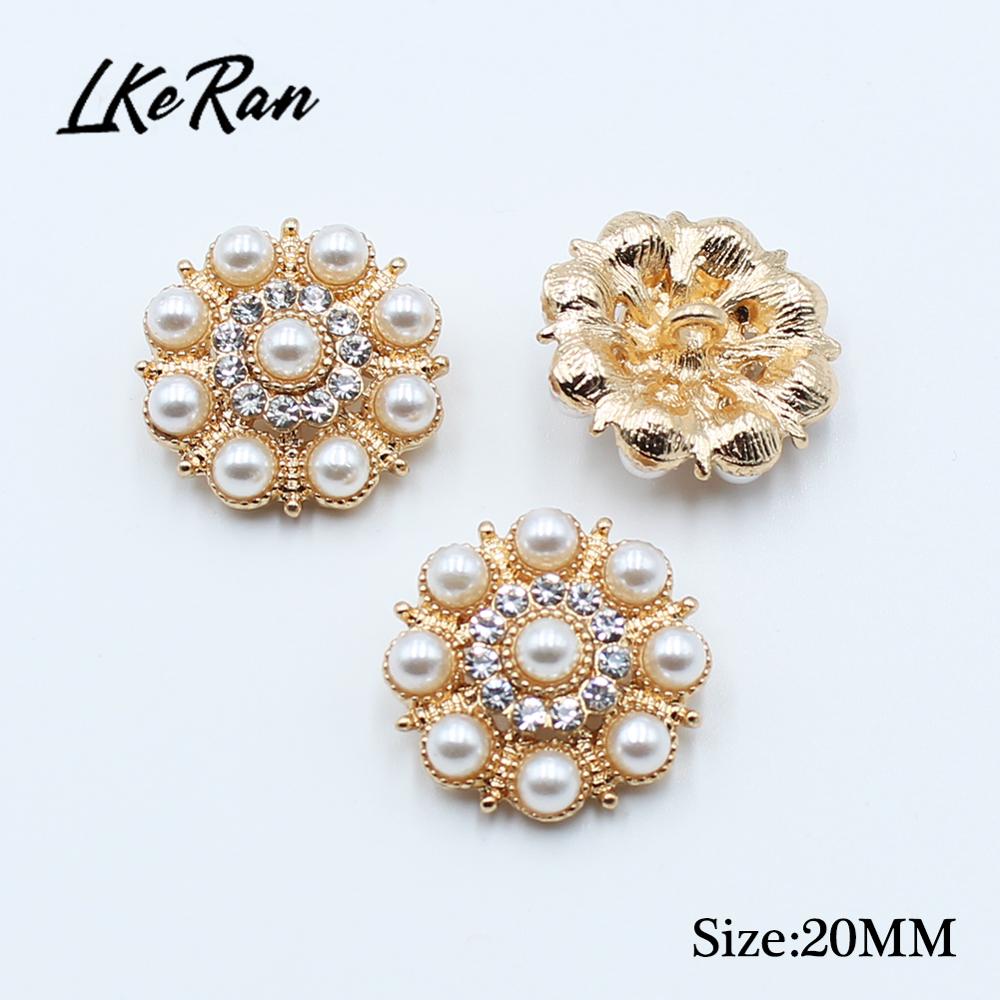 New 10Pcs 20MM Diamond Rhinestone Buttons Alloy Shank Base For DIY Sewing Accessories Handcraft Wedding Decorations