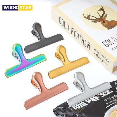 Beutelklammern aus Edelstahl für Lebensmittel, robuste silberne Lebensmittelklammern aus Metall, Büro-Papierklammern, luftdicht verschlossene Snackklammern
