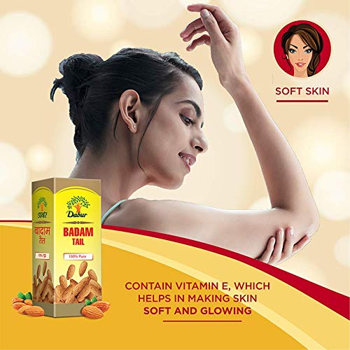Dabur Sweet Almond Oil 50ml | 100% Pure Cold Pressed Oil for Skin, Hair & Body Care | Natural Moisturizer & Nourishment