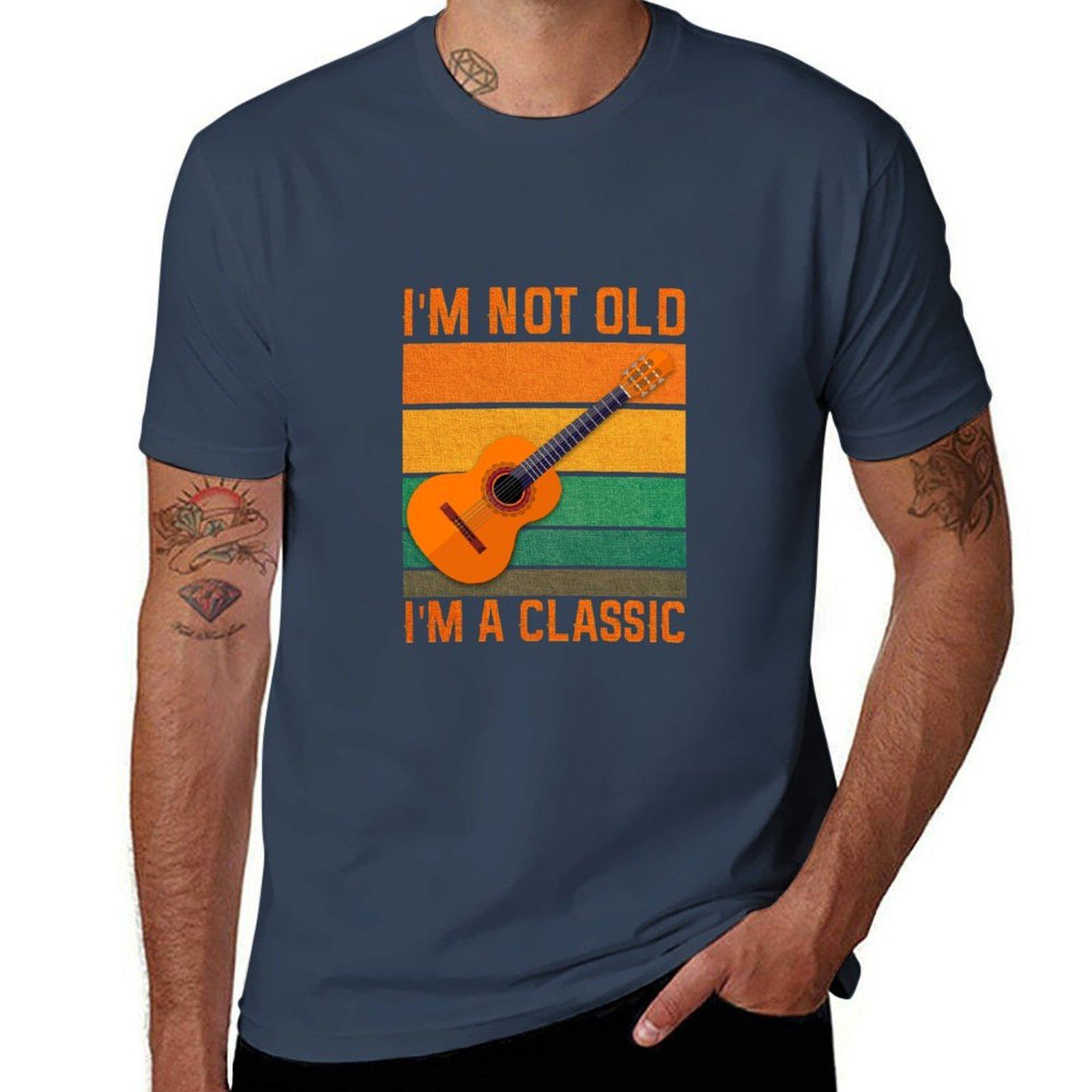 Guitar Player Playing Acoustic Guitar Tshirt Vintage Print Crew Neck Tee S