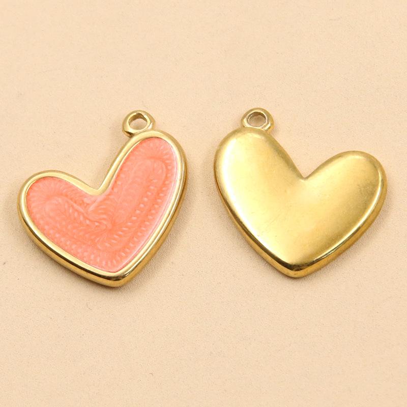 3 Styles DIY Heart Crown Enamel Charms: Stainless Steel Drip Oil Gold Pendants