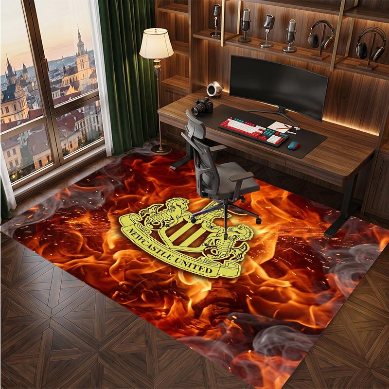 Tappeto in Velluto di Cristallo con Stampa di Calcio del Newcastle United, Comodo Assorbente d'Acqua Antiscivolo Tappeto per Pavimento Interno