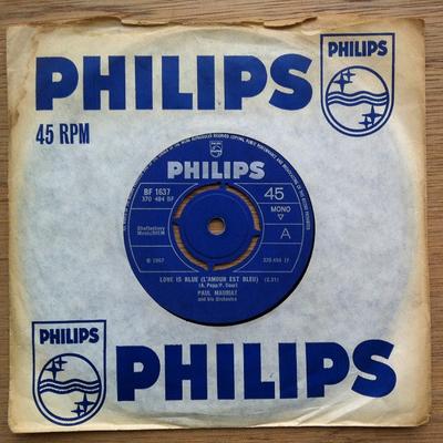 7inch Record PAUL MAURIAT  HIS ORCHESTRA  Love Is Blue LAmour Est Bleu BF1637 Philips 1967 UK Pop Used