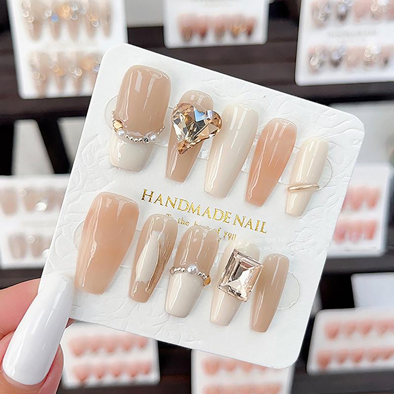 10 Blätter Press-On Nagel Verpackungsdisplay Handgefertigtes Falschnagel Design Farbmusterkarte Maniküre Proben-Display Salon