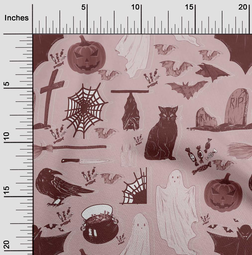 oneOone Cotton Flex Dark Rose Brown Fabric Halloween Fabric For Sewing Printed Craft Fabric By The Yard 40 Inch