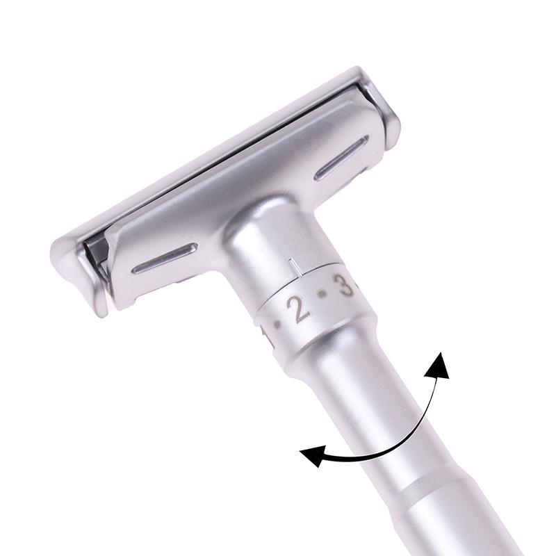 Men Shaver Barber Tools Hair Razor Adjustable Double Edge Classic Safety Razor With 5 Pcs Stainless Steel Blades Shaver