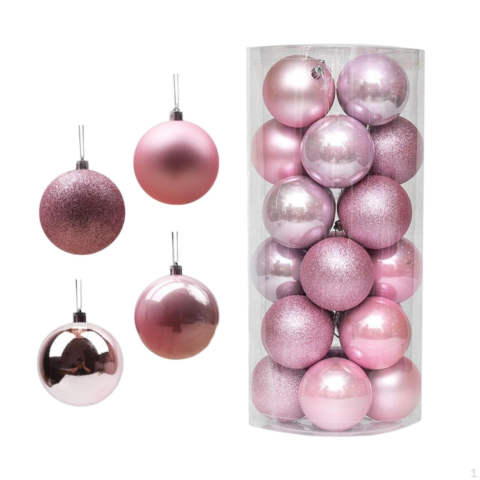 

24 Pieces Christmas Tree Ornaments Shatterproof Hanging Xmas Balls for Outdoor Decor Pink