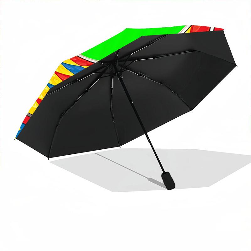 1pc Spiral Wave Pattern Automatic Opening and Closing Folding Umbrella with 8 Iron Ribs - Portable, Foldable for Travel yy251124052