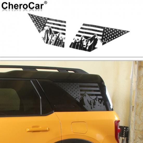American Flag Rear Side Window Trim Sticker Decal For Ford Bronco Sport 2021-23