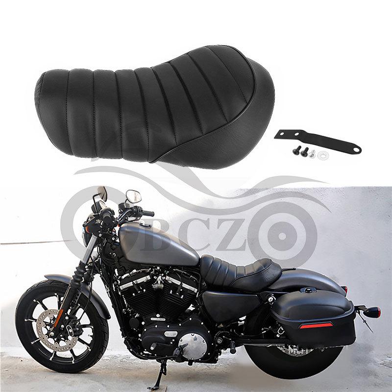 Harley XL883/1200 Front & Rear Seat Cushions with Front Seat Bag (Black, 2016-2021)