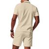 Men's  Sports  Leisure  Half  Zipper  Short  Sleeves  Shirt   And  Pull  Rope  Shorts  Set