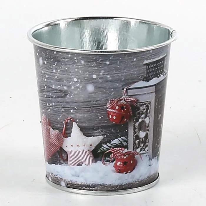 Christmas Bucket Metal Basket Bucket Christmas Decorations Vintage Holder Decor for Indoor and Outdoor Decorative