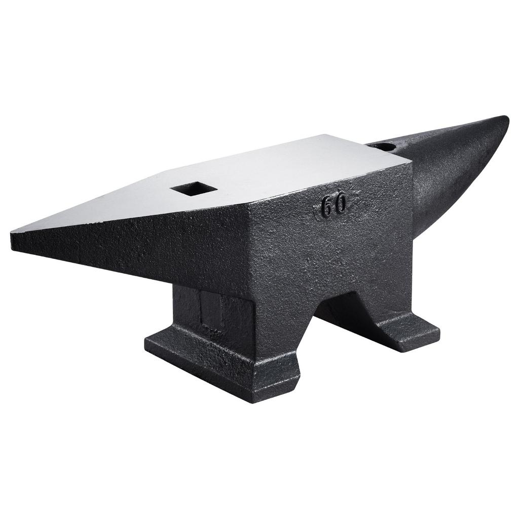 VEVOR Cast Steel Anvil, 132 Lbs(60kg) Single Horn Anvil with Large Countertop and Stable Base, High Hardness Rugged Round Horn Anvil Blacksmith
