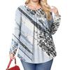 Women's Plus Size Fashion Printed Casual Pleated Round Neck Long Sleeve Top