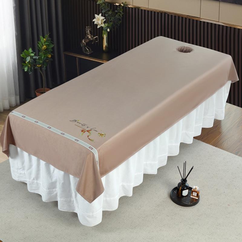 Thickened Cotton Linen Massage Bed Sheet - Solid Color