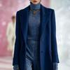 2026 Winter Women Long H-line Notched Lapel Wool Blend Coat Commuter Outerwear