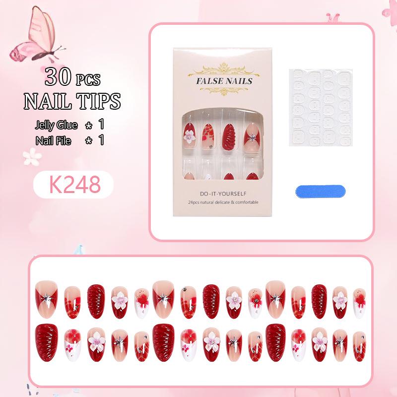 3D Stereoscopic Wearable Almond Pink Flower Nail Art