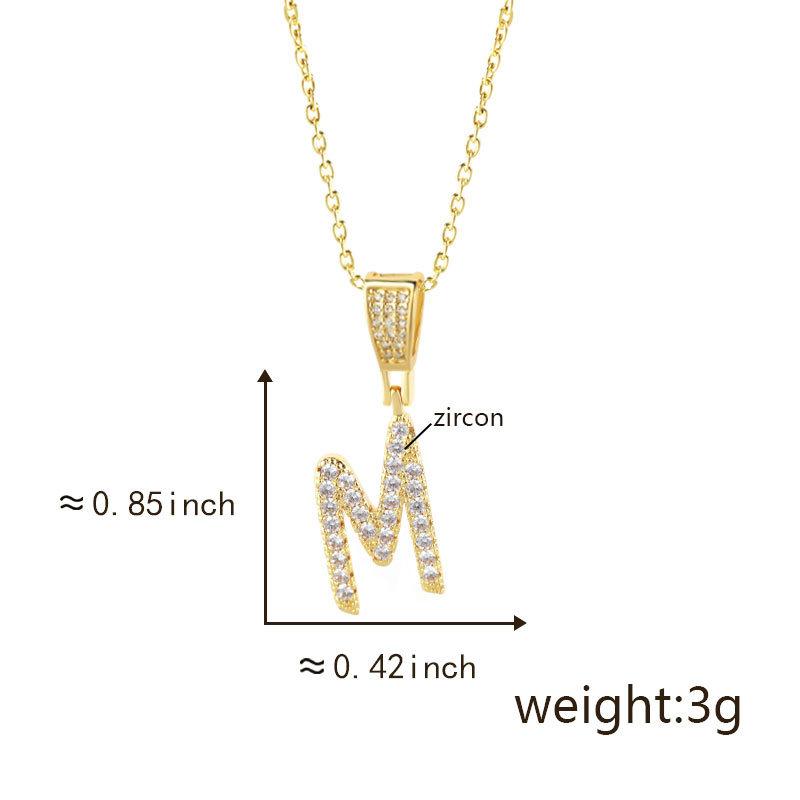 Gold Plated Crystal Initial Letter Necklace Personalized Dainty Name Pendant Jewelry