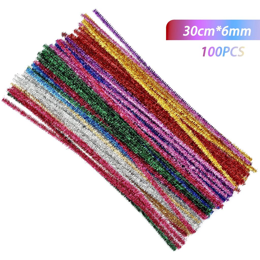 100pcs Chenille Stems Toys DIY Strips Twist Bar Anvil Wire Craft Pipe Creative Hobby Children Plush Stick Chenille Sticks Craft