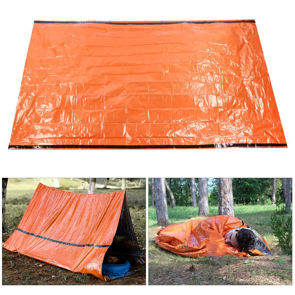 Outdoor Camping Tragbares Notzelt Schlafsack Warmhalten Wasserdicht Orange