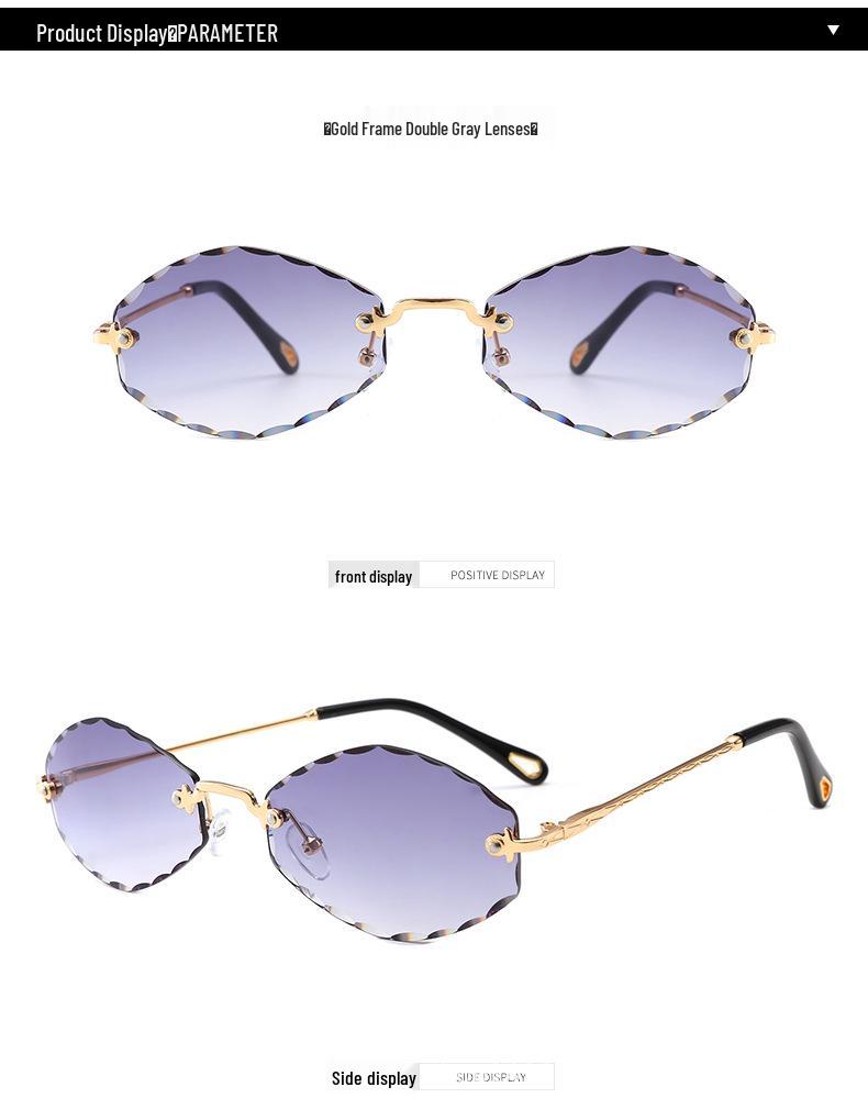 

Trendy Korean Frameless Polygon Sunglasses for Women - UV Protection, Fashionable Design (Model 3426)