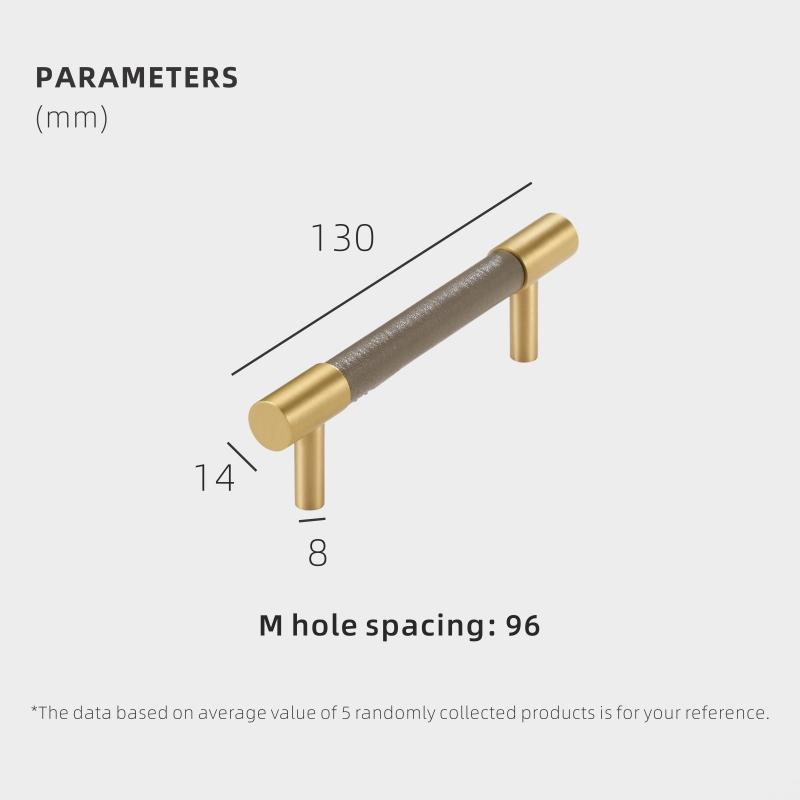 Dooroom Brass Real Leather Furniture Handles Light Luxury Grey Wardrobe Dresser Cupboard Cabinet Drawer Pulls Easy Maintenance