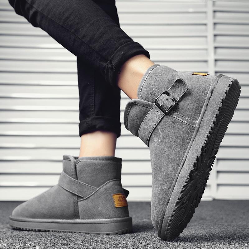 Men's High-top Snow Boots Winter New Leather Velvet Thickened Cold-proof and Warm Outdoor Snow Sports Men's Shoes
