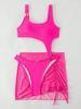 One-Piece Skirted Swimsuit for Women - European & American Style, Chest Pad, Solid Color, Slimming & Conservative Design